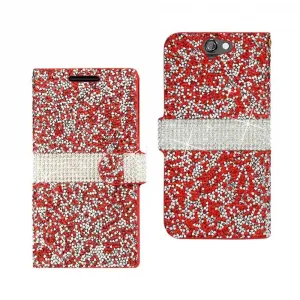 Htc DFC02-HTCONEA9RD Reiko  One A9 Jewelry Rhinestone Wallet Case In R