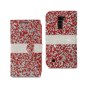 DFC02-LGK10RD | Lg Elegant Red Rhinestone Wallet Case for