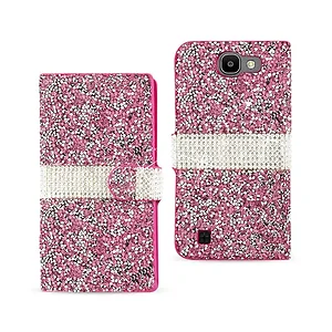 DFC02-LGSpreePK | Lg Stylish Pink Rhinestone Wallet Case