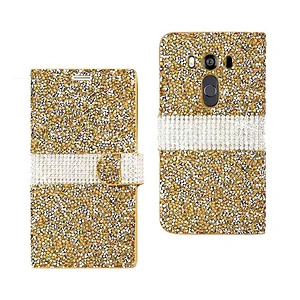 DFC02-LGV10GD | Lg Gold Rhinestone Wallet Case for LG V10