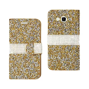 DFC02-SAMG530GD | Samsung Gold Rhinestone Wallet Case for