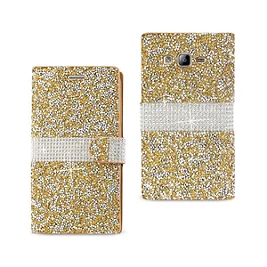 DFC02-SAMON5GD | Samsung Elegant Rhinestone Wallet Case for
