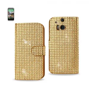 Htc DFC-HTCM8GD Reiko  One M8 Jewelry Diamond Rhinestone Wallet Case I