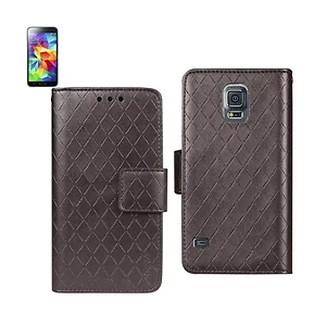 FC221-SAMS5RBBR | Samsung Luxury Brown Rhombus Wallet Case
