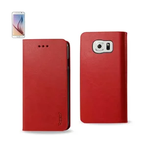 Samsung Galaxy S6 Red Flip Folio Case with Card Holder