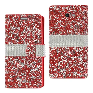 DFC02-SAMJ3NRD | Samsung Reiko Red Rhinestone Wallet Case