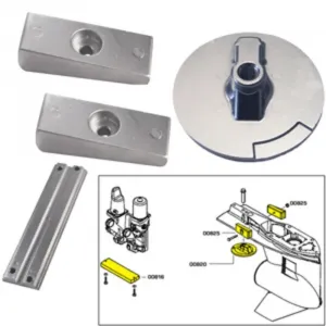 Tecnoseal 20814MG Anode Kit Whardware - Mercury Verado 4 - Magnesium