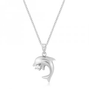 Icon J10824 Matte Rhodium Dolphin Pendant P11332n-c01