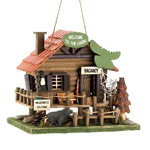 15281 | Songbird Valley Rustic Cabin Birdhouse for Backyard