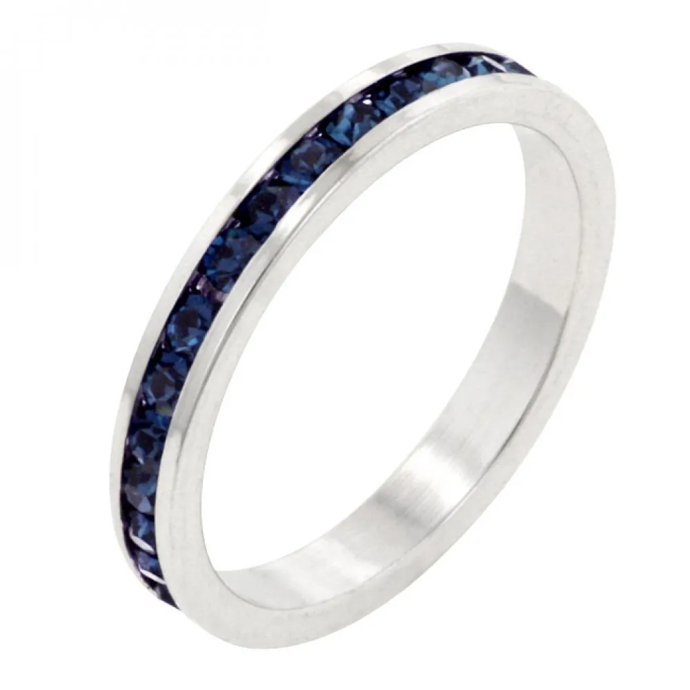 Icon J7944 Stylish Stackables With Montana Blue Crystal Ring (size: 07