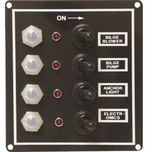 Seasense 50031284 4 Gang Led Switch Panel-breakers And Rubber Boots