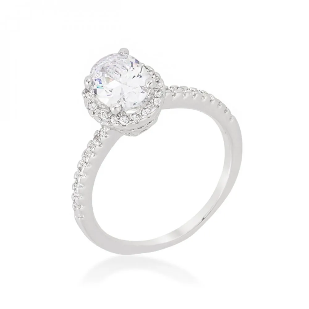 Icon J10855 Oval-cut Floating Halo Cubic Zirconia Engagement Ring (siz