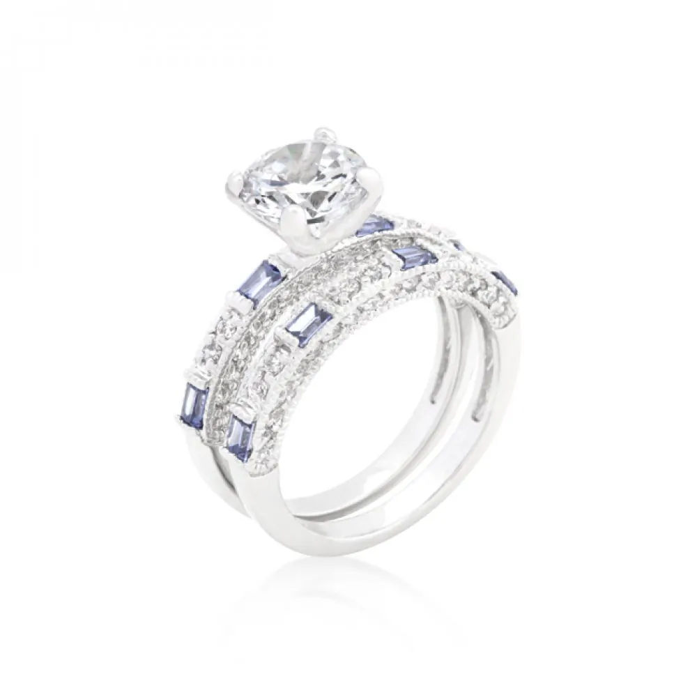 Icon J9419 Clear And Tanzanite Cubic Zirconia Ring Set (size: 06) R083