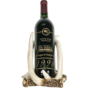 982 | Rivers Edge Hand Painted Deer Antler Wine Holder by