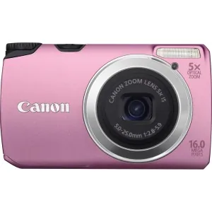 Canon 5034B001 Powershot A3300 Is Pink 16mp 5x Opt Zoom 3in Lcd 720p H