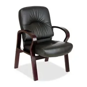 60340 | Lorell Mahogany Guest Chair with Black Leather