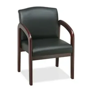60470 | Lorell Deluxe Faux Leather Guest Chair with Cherry