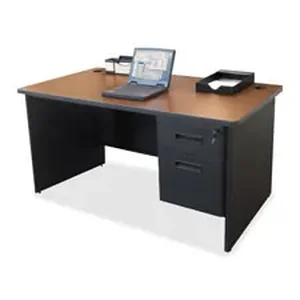 67781 | Lorell Cherry Charcoal Single Pedestal Desk
