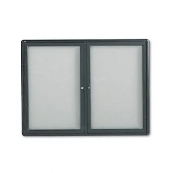 Quartet 2364L 4'x3' Indoor Bulletin Board With Glass Doors - Gray