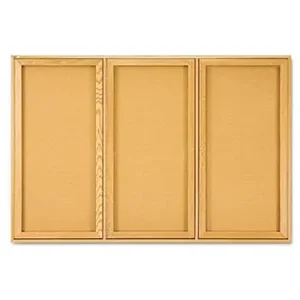 367 | Quartet Lockable Oak Frame Cork Board with Glass