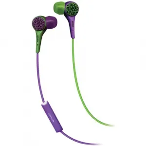 Maxell 190346 Wild Things Earbud W Mic       Green  Purple