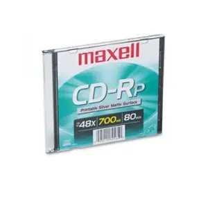 Maxell 648711 1 Pack Cd Rp 700mb 80min 48x Printable Silver Matte Slim