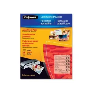 Fellowes 52018 Hot Laminating Pouches, Assorted 3 To 5mil, 25pk