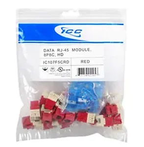 Cablesys ICC-IC107F5CRD Module, Cat 5e, Hd, 25 Pk, Red