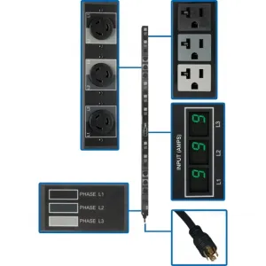 Tripp PDU3MV6L2120B 5.7kw 3-phase Metered Pdu With 21 Outlets