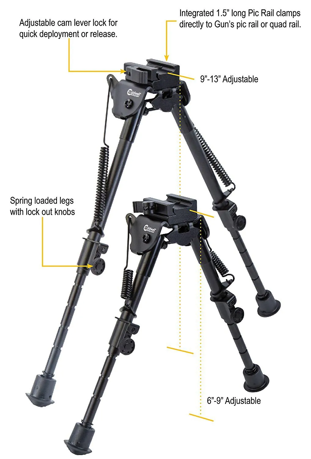 Battery 110140 Caldwell Pic Rail Xla 6 Inch9 Inch Fixed Black Bipod