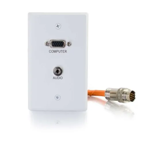 C2g 60108 Rapidrun Vga (hd15) + 3.5mm Single Gang Wall Plate - White