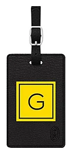 TAGV1BLK-M06E-G | Centon OTM Monogram Black Leather Bag Tag