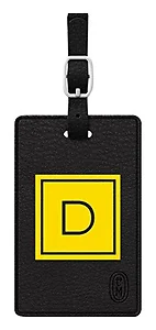 TAGV1BLK-M06E-D | Centon OTM Monogram Black Leather Bag Tag