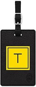 TAGV1BLK-M06E-T | Centon OTM Monogram Black Leather Bag Tag