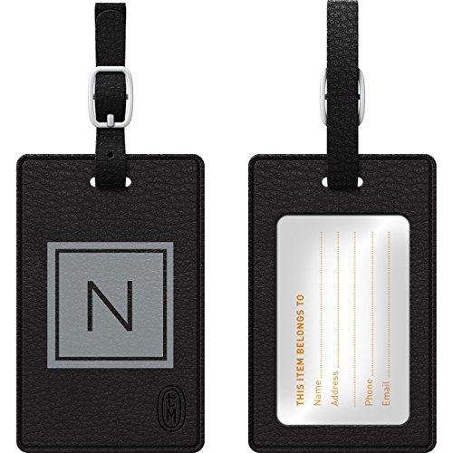 Centon TAGV1BLK-M06G-N Otm Monogram Black Leather Bag Tag, Inversed, G