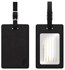 S1-TAGV1BLK | Centon OTM Blank Bag Tag - Black Leather,
