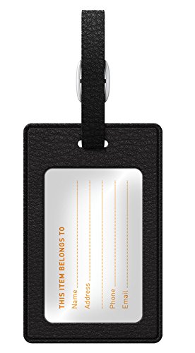 Centon TAGV1BLK-M05I-O Otm Monogram Black Leather Bag Tag, Laurel, Ivy