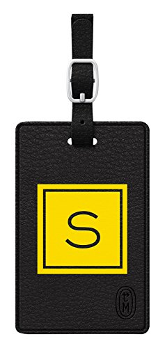 Centon TAGV1BLK-M06E-S Otm Monogram Black Leather Bag Tag, Inve