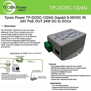 TP-DCDC-4824G | Tycon Systems 24W Gigabit PoE Injector for