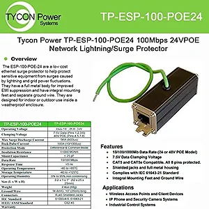 TP-ESP-100-POE24 | Tycon Systems 100MB Network Lightning