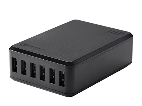 Monoprice 13915 Obsidian Series 6-port 8a Usb Smart Charger With Qualc