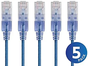 15126 | Monoprice Slim Cat6a Ethernet Patch Cable - 5 Pack,