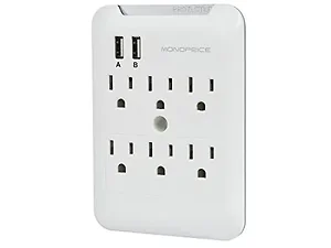 11148 | Monoprice 6-Outlet Surge Protector with Dual USB