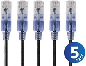 Monoprice 15129 Slim Cat6a Cable - 5-pack - 3ft Black