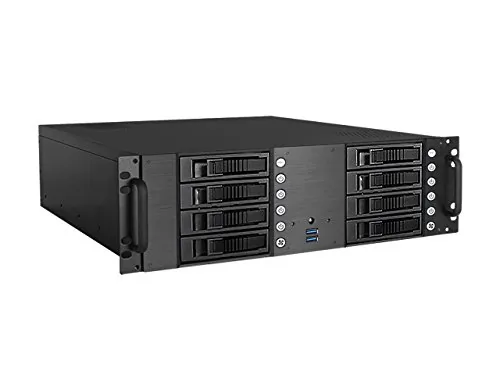 Istar D-380HB Usa 3u Atx 8x3.5 Hs Chassis Black Ps2 Mini-redundant,19d