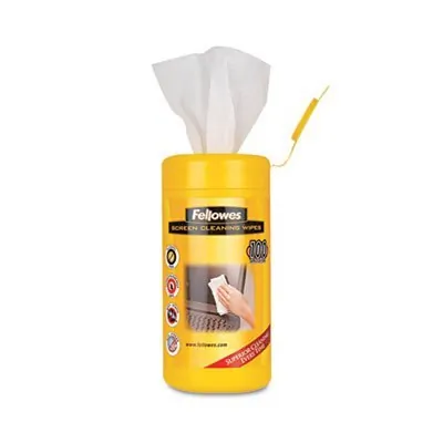 Fellowes 99703 Screen Cleaning Wipes Safely Remove Dust, Dirt, And Fin