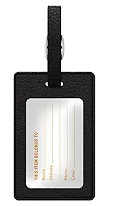 TAGV1BLK-M05I-B | Centon Personalized Black Leather Bag Tag