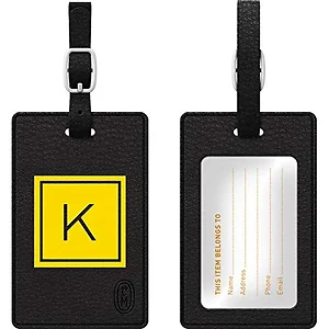 TAGV1BLK-M06E-K | Centon Monogram Leather Bag Tag