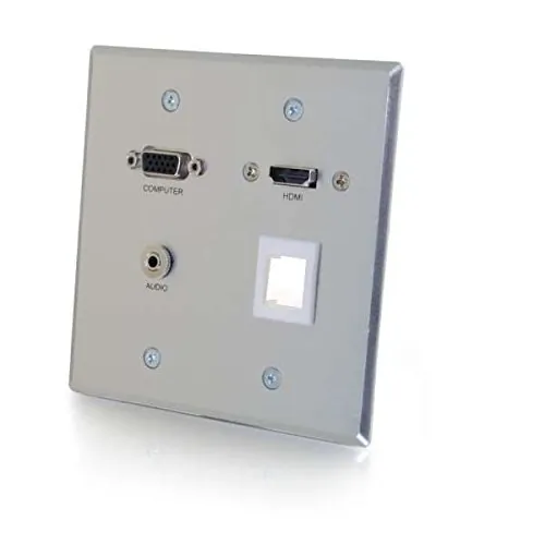 C2g 60117 Rapidrun Vga + 3.5mm Audio Double Gang Wall Plate With Hdmi 