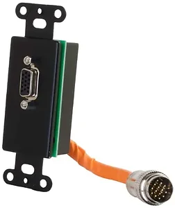 60087 | C2g RAPIDRUN HD15 Wall Plate Black Female Connector
